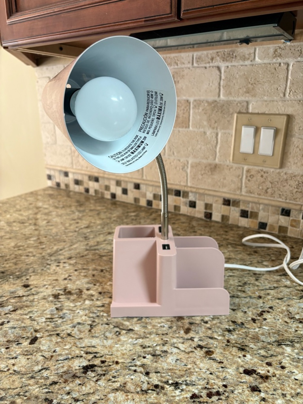 Multi-Purpose Organizer Desk Lamp in blush pink
